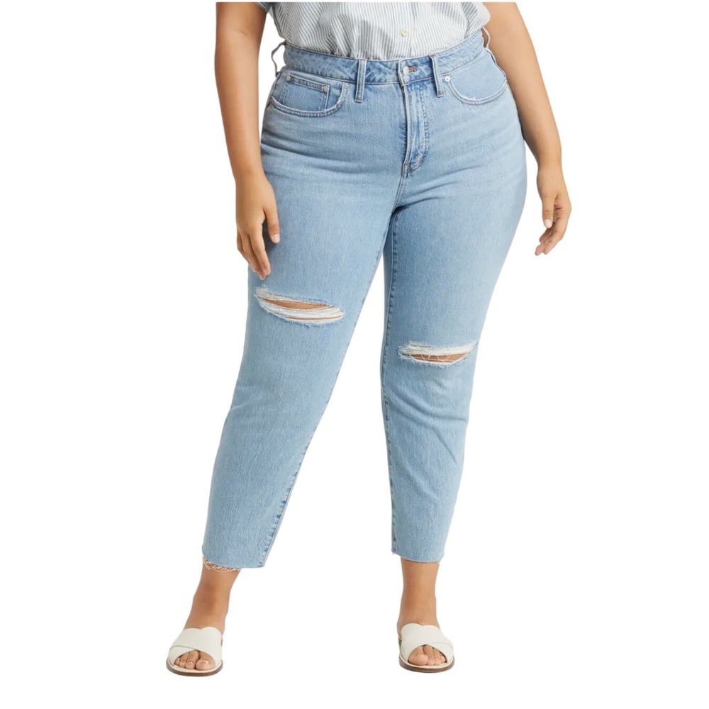 Madewell The Curvy Perfect Vintage Ripped Jeans Bradwell Wash Plus Size 32P‎